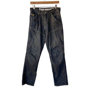 Bilt Iron Workers Motorcyle Jeans Size‎ 28 0398 Dark Wash Rugged Protective